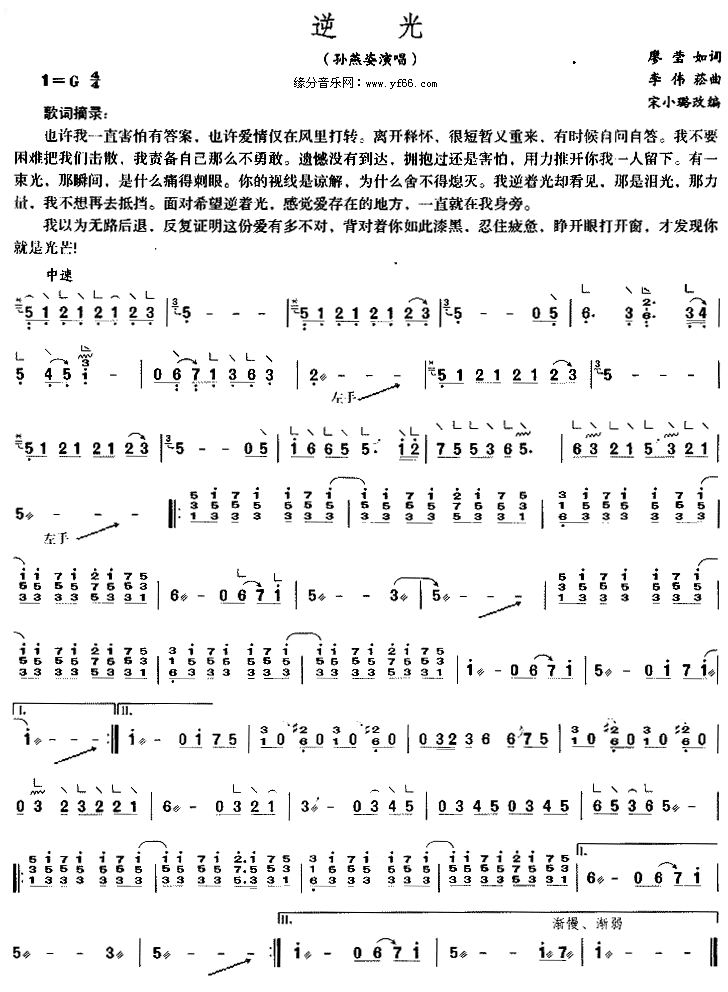 逆光简谱，逆光简谱是什么时候出的