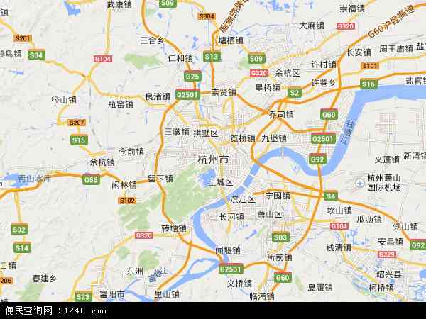 哪位高手可以帮我将以下杭州的地图按区和市划分出来,并标明各个区域的名