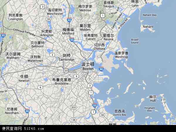 波士顿地图中文版全图，纽约和波士顿地图